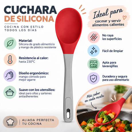 Cuchara de Silicona Antiadherente Cocina Calidad Premium Rojo