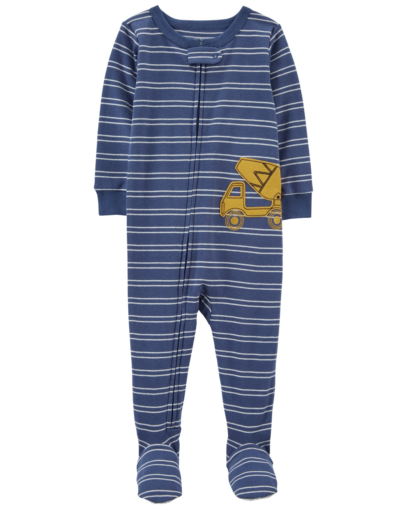 Pijama una pieza de algodón con pie, estampa camión Pijama una pieza de algodón con pie, estampa camión
