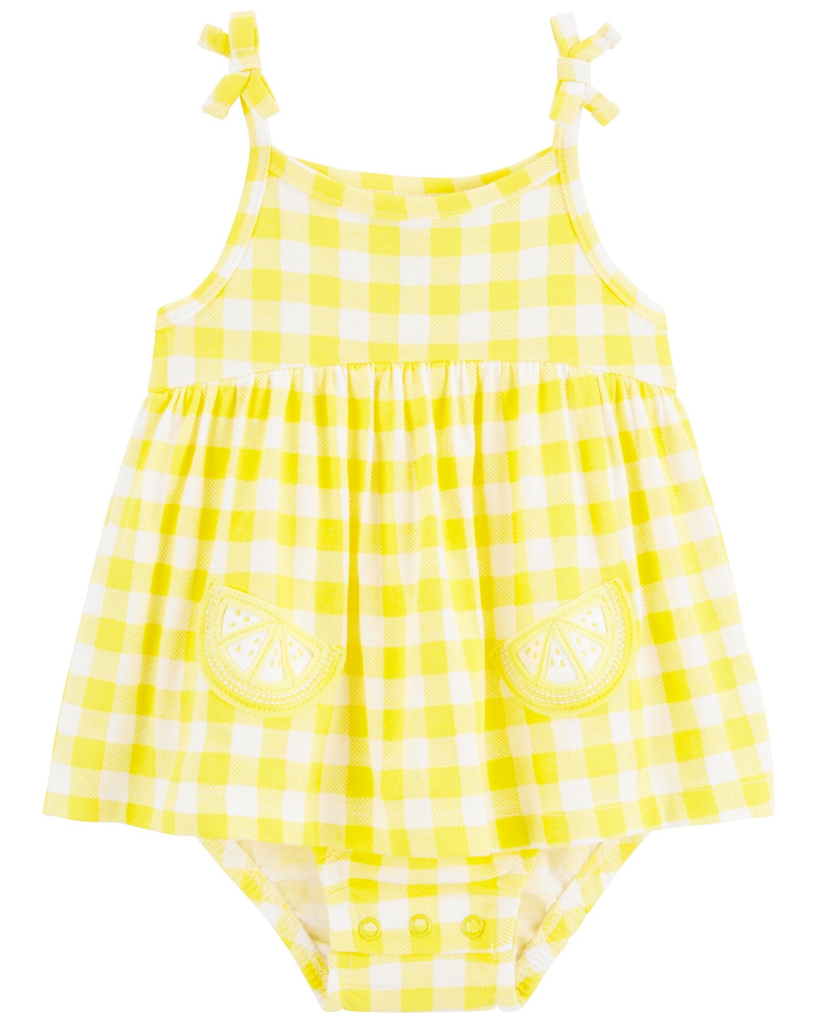 Vestido de algodón, tipo body, diseño a cuadros Sin color
