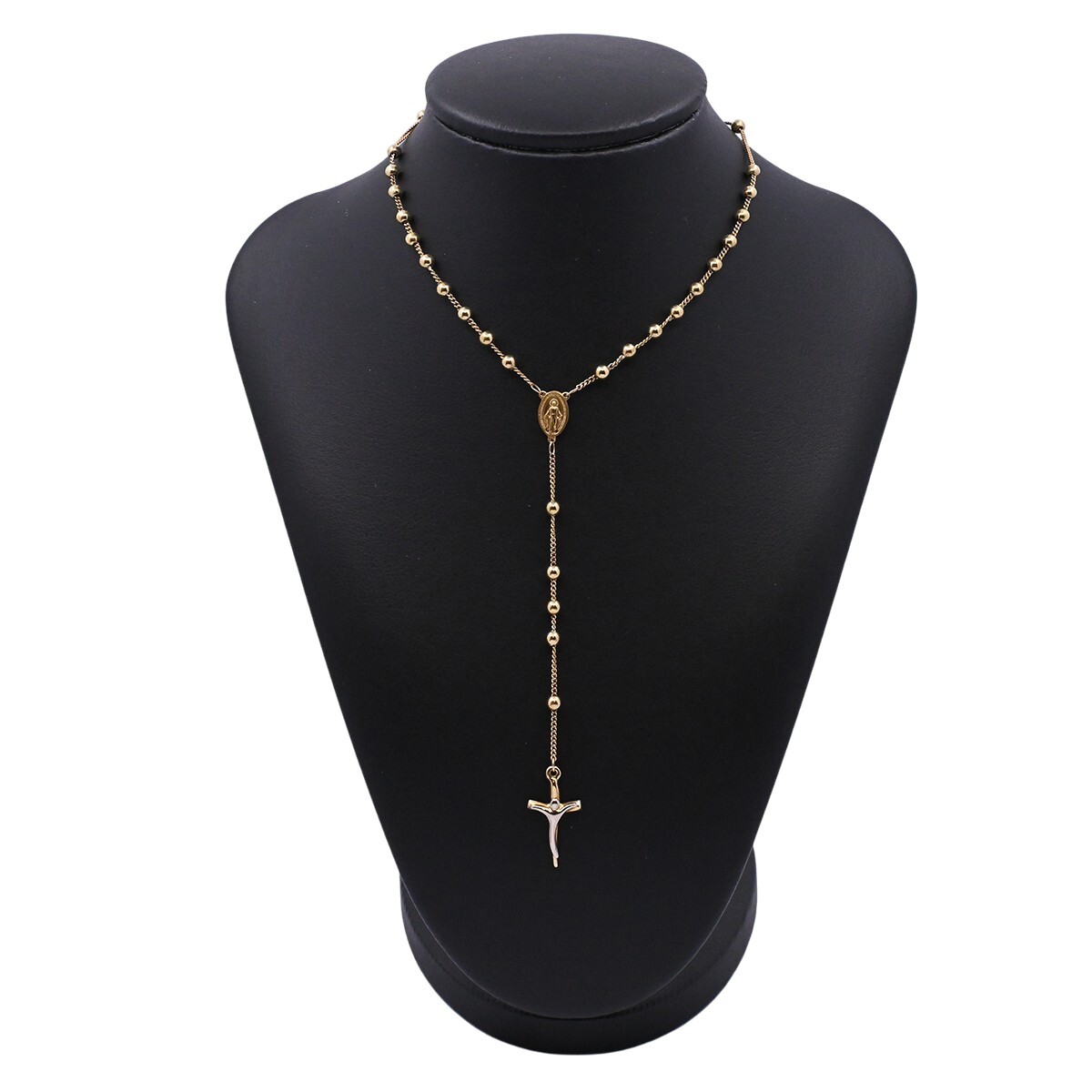 Rosario oro 18k 2 tonos con virgen milagrosa. 