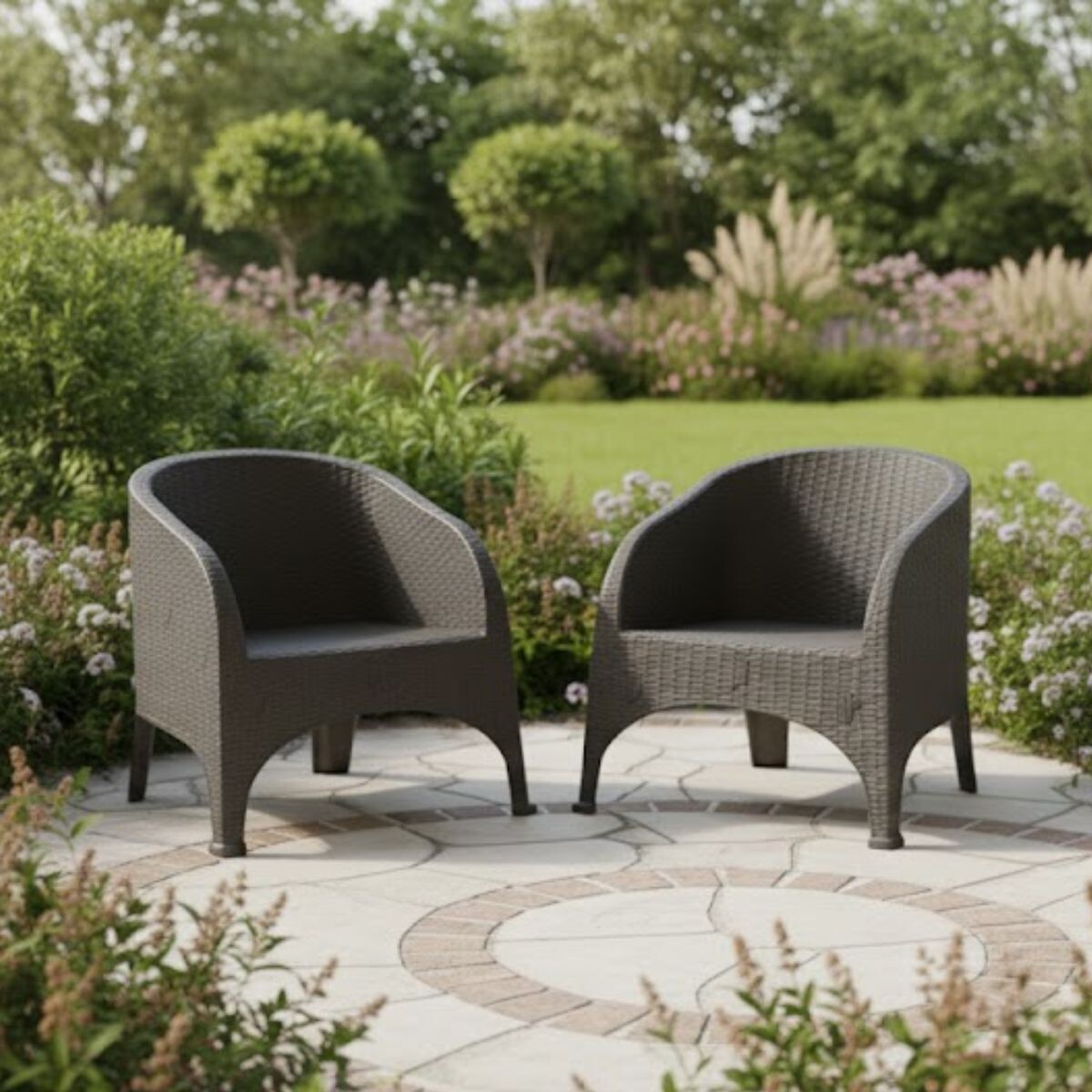 Set 2 Sillones Olivia ratán - GRIS 