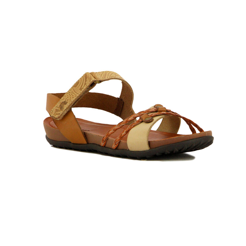 Country Sandalia Casual Cuerotiras Cruzadas Trenzada Crema-mix