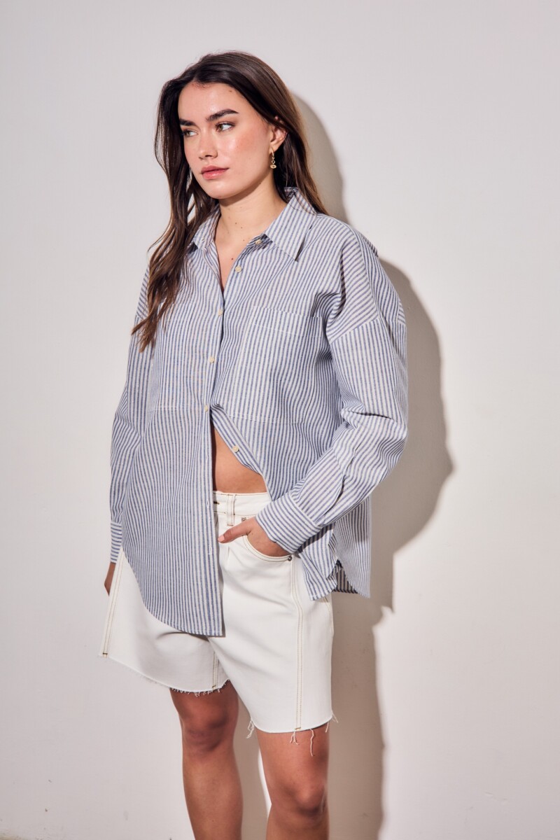 Camisa Rayada Azul