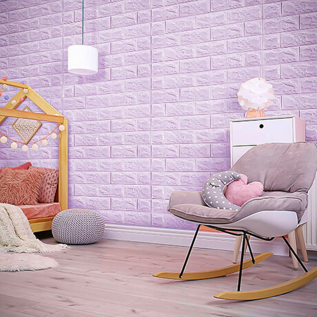 Set 12 Revestimiento 70x77 3D Ladrillo Adhesivo Pared Violeta