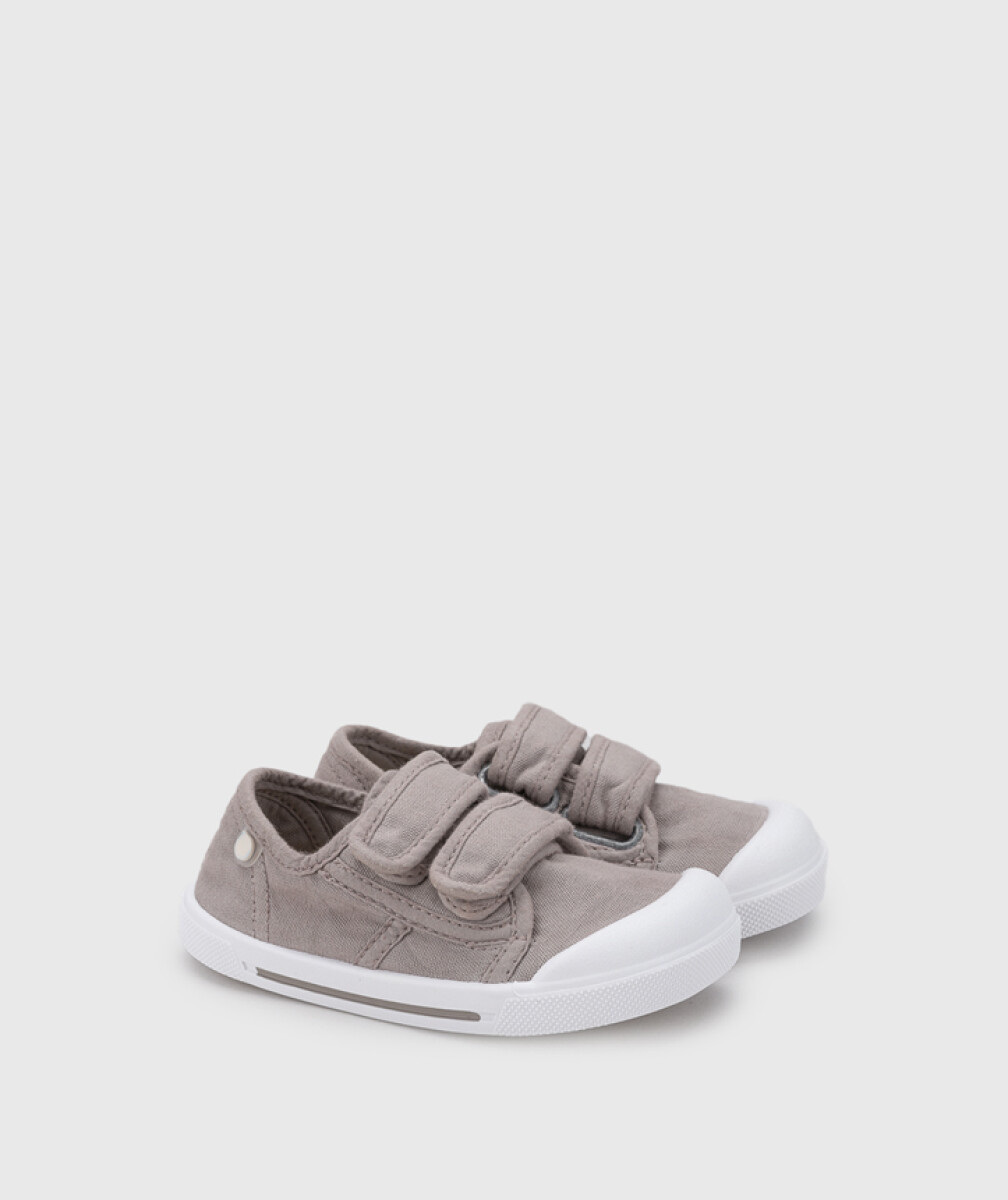 Zapatilla dos velcros Canvas V Topo - Gris 