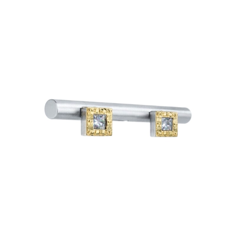 Caravana Cuadrado Bvlgari -Plata 925-Zirconia -CA4080 conpiedra
