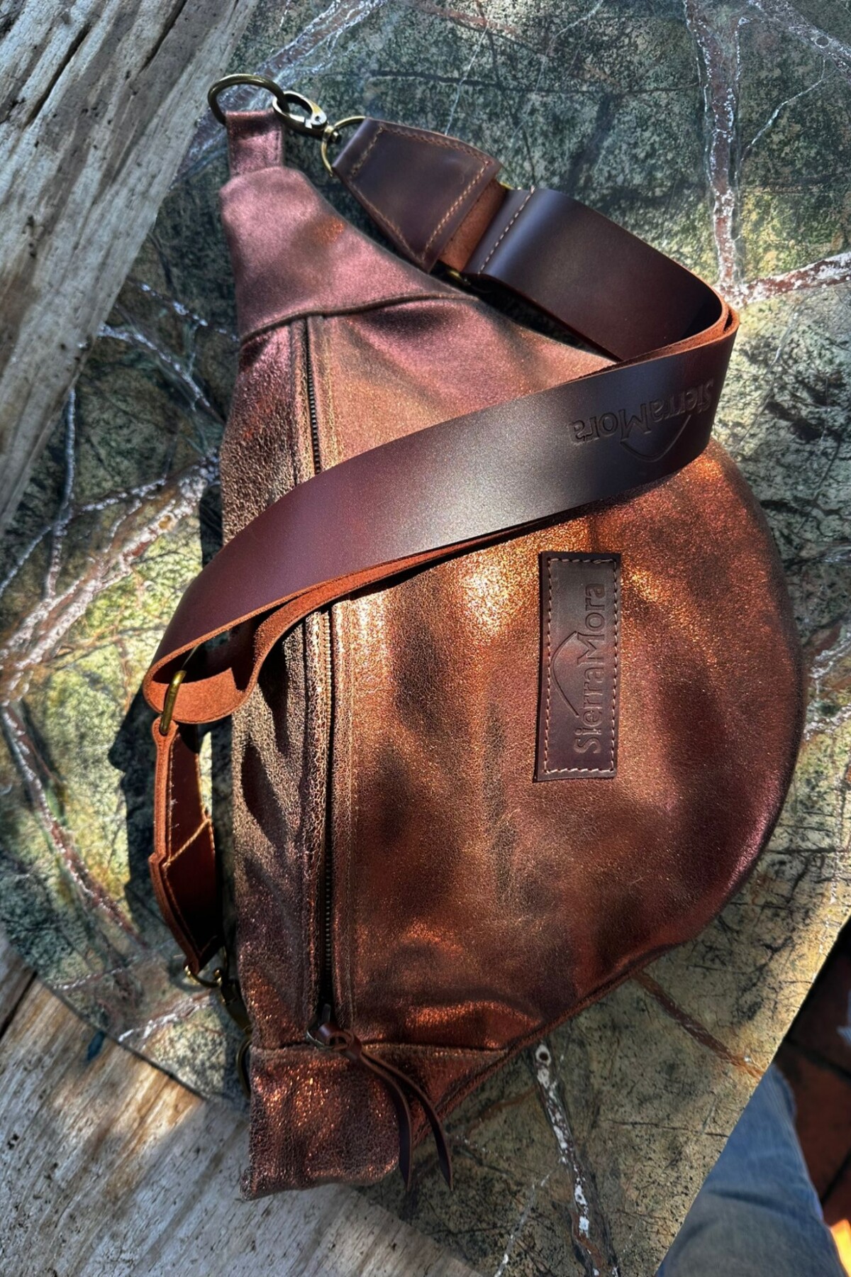 Leather Fanny Pack Shinny Cobre