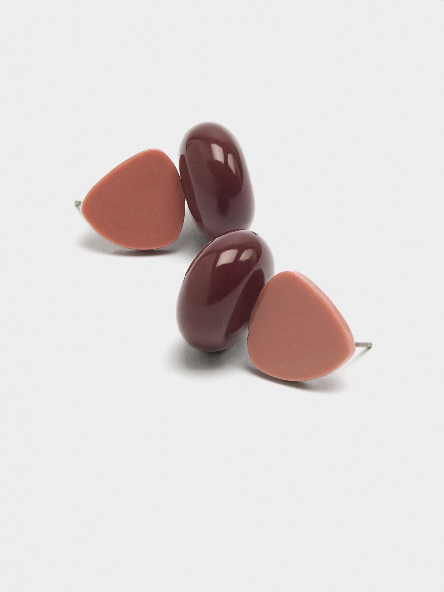Pendientes Cortos Con Resina rosa