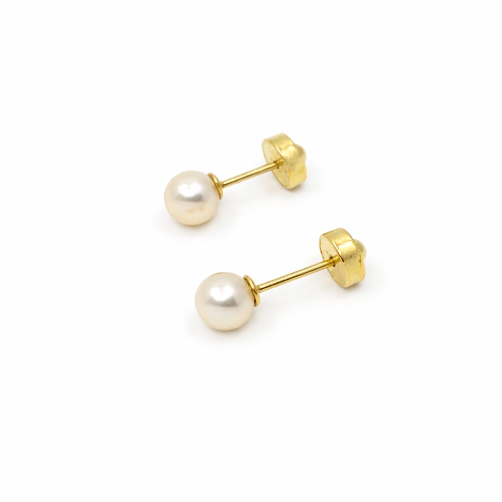 4 a 4,5 mm Abridores en Oro 18 K Con Perlas De Cultivo 4 a 4,5 mm Abridores en Oro 18 K Con Perlas De Cultivo