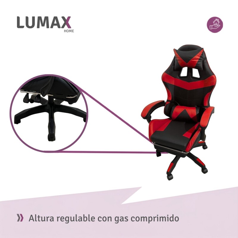 Silla Gamer Lumax Modelo ROM Negro/Rojo