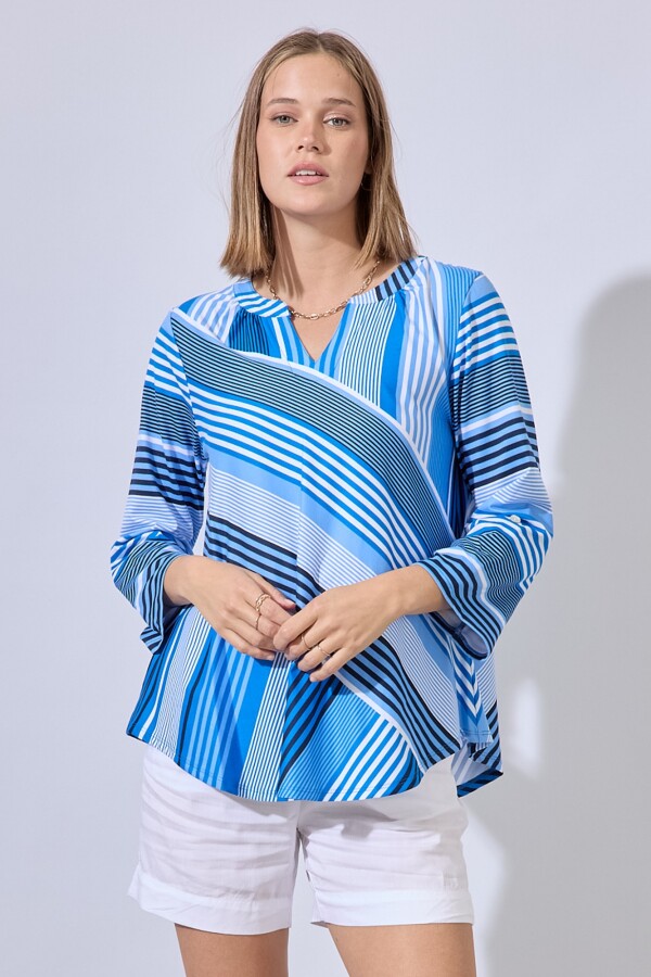 Blusa Lineas MULTI/AZUL