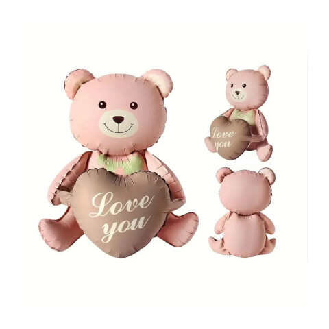 Globo Oso Love You Rosa con Marron