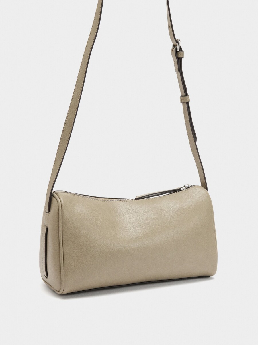 Bolso Bandolera Con Detalles De Piel taupe