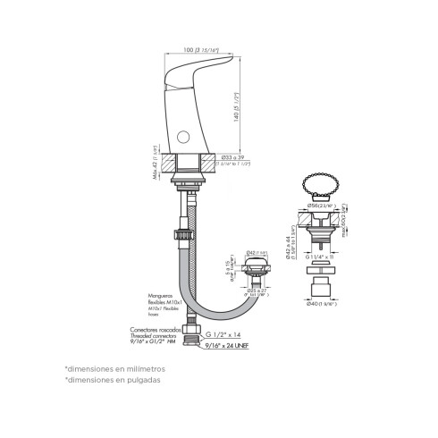 Griferia De Bidet Monocomando Linea Epuyen Fv Oro Mate 000