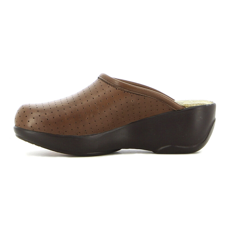 Zueco Country de Mujer Calado Cuero Tabaco