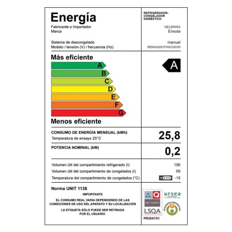 Refrigerador Frío Húmedo 264 Litros Blanco - Argentina - Enxuta - RENX24281FHW Refrigerador Frío Húmedo 264 Litros Blanco - Argentina - Enxuta - RENX24281FHW