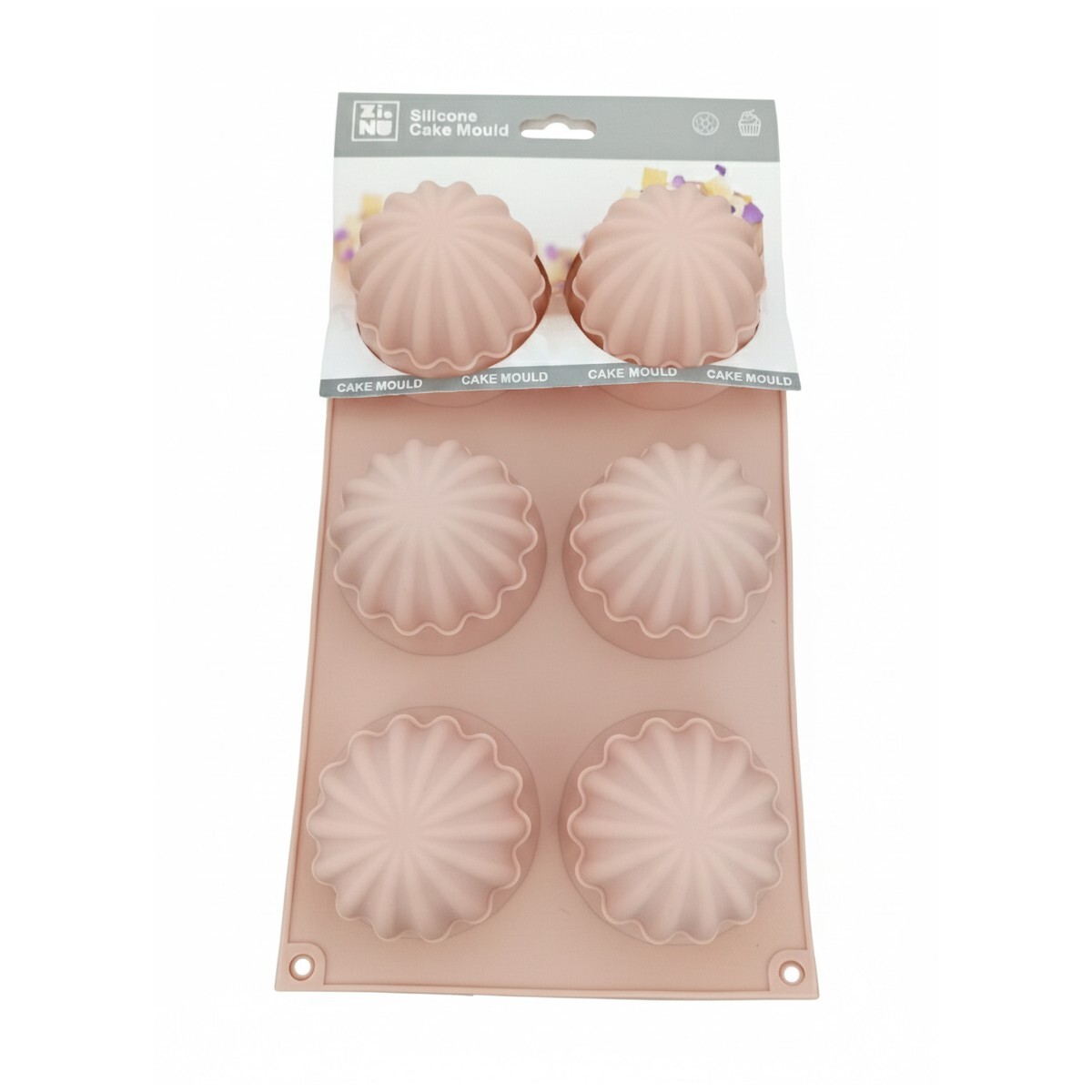 MOLDE SILICONA ROSA P/CUPCAKE 6 DIV 