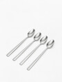 Cuchara Asher Mango Largo Set 4 Un. Plateado Brillante Color Unico