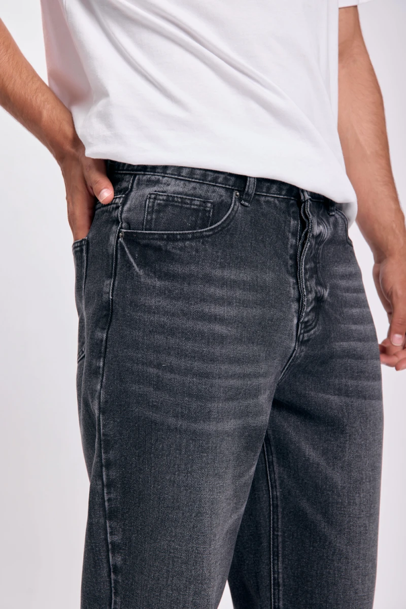 Pantalón jean ancho Gris Oscuro