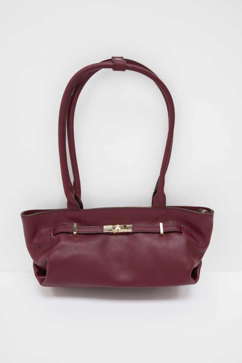 Golden Leather Bag Bordeaux