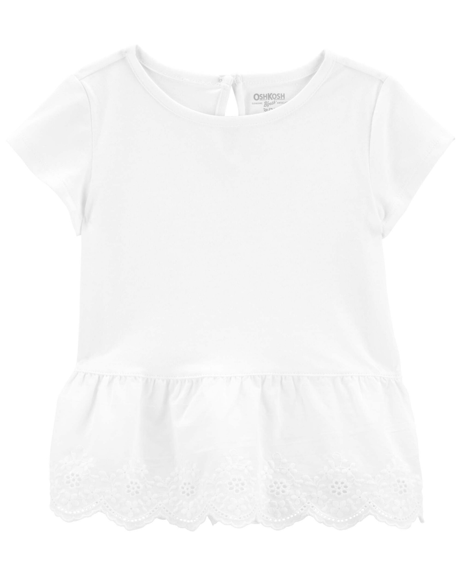 Blusa de algodón, con ojales, blanca Sin color