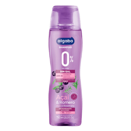 SHAMPOO ALGABO 0% SAL 750ML ACAI Y ROMERO SHAMPOO ALGABO 0% SAL 750ML ACAI Y ROMERO