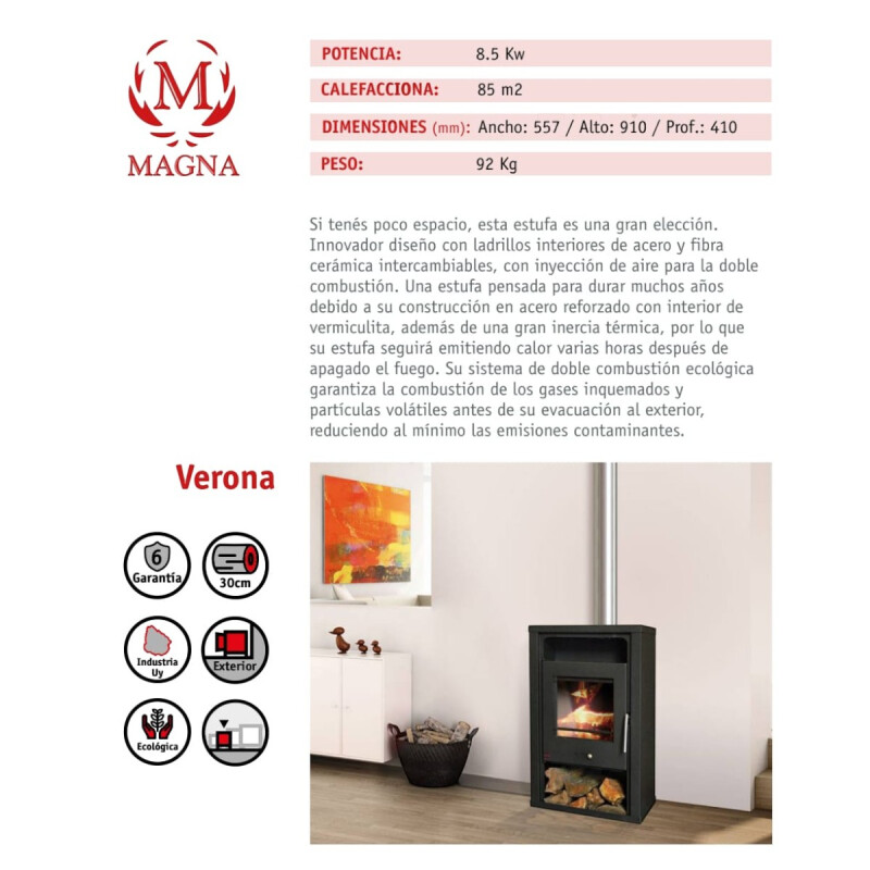 Calefactor Verona Magna 8.5 kW Rojo
