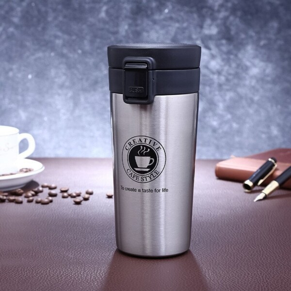 Pack X2 Vaso Taza Térmico Botella 380ml Abre Facil Cafe Te Color Variante Plateado