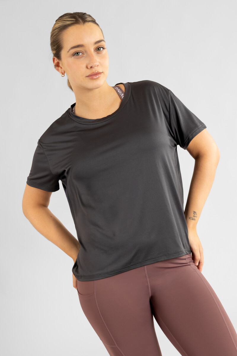 Style open back shirt Negro