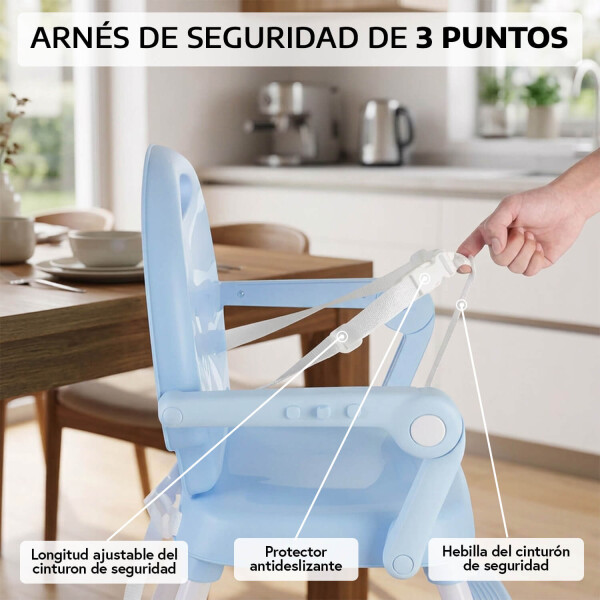 Silla De Bebe Para Comer Plegable Asiento 3 En 1 Arnes Cinturon Seguridad 3 Puntos Imback Color Azul Silla De Bebe Para Comer Plegable Asiento 3 En 1 Arnes Cinturon Seguridad 3 Puntos Imback Color Azul