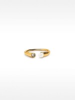 Anillo Abierto Con Perla De Agua Dulce dorado
