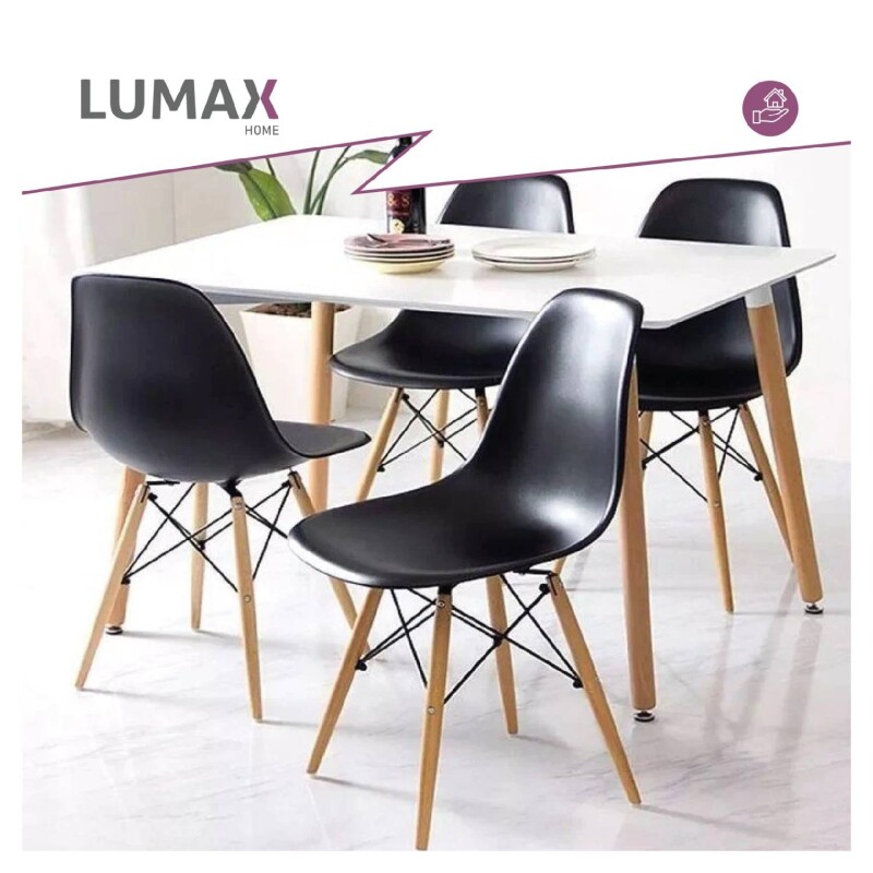Silla De Comedor Eames Pack 4 Unidades Varios Colores Lumax Negra