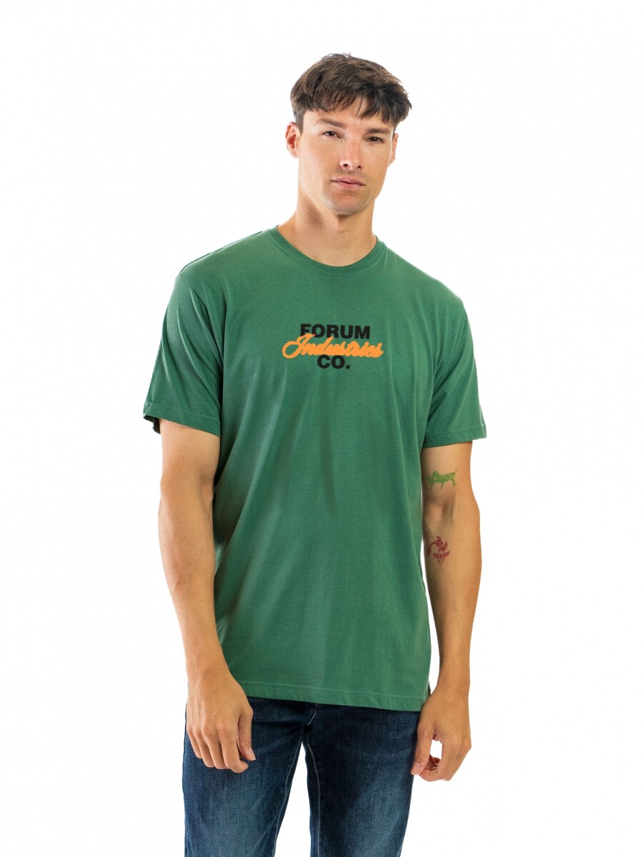 Remera Estampada Cuello Base - Pino/Letras 025 