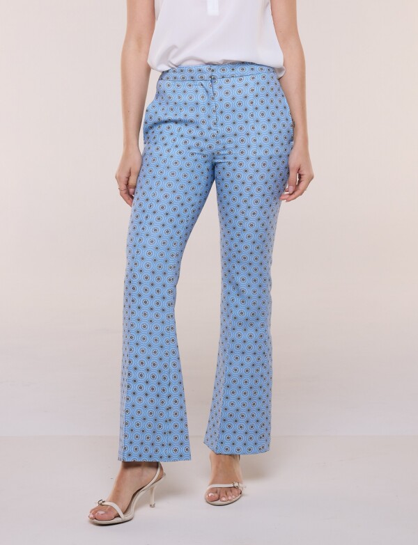 Pantalón Sartorial Estampado Tiro Alto CELESTE/MULTI