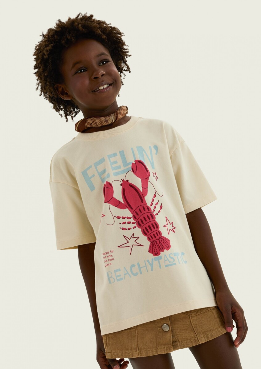 CAMISETA MANGA CORTA ESTAMPADA - BEIGE 