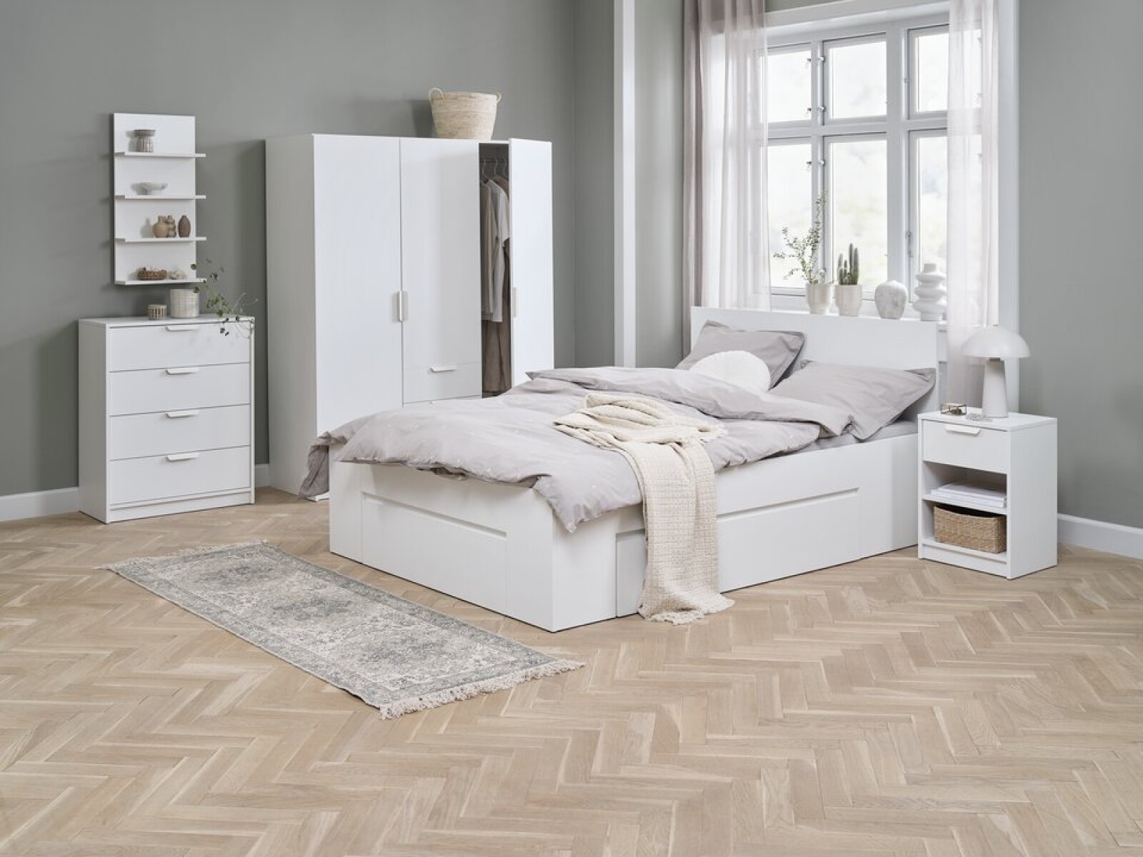 Estructura cama LIMFJORDEN 2 Plazas 140x190 3 cajonesblanco 