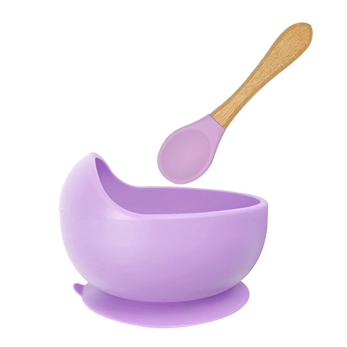 Set de Comida Bebé Irrompible en Silicona c/ Bowl y Cuchara - Lila 