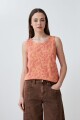 Musculosa con puff print durazno