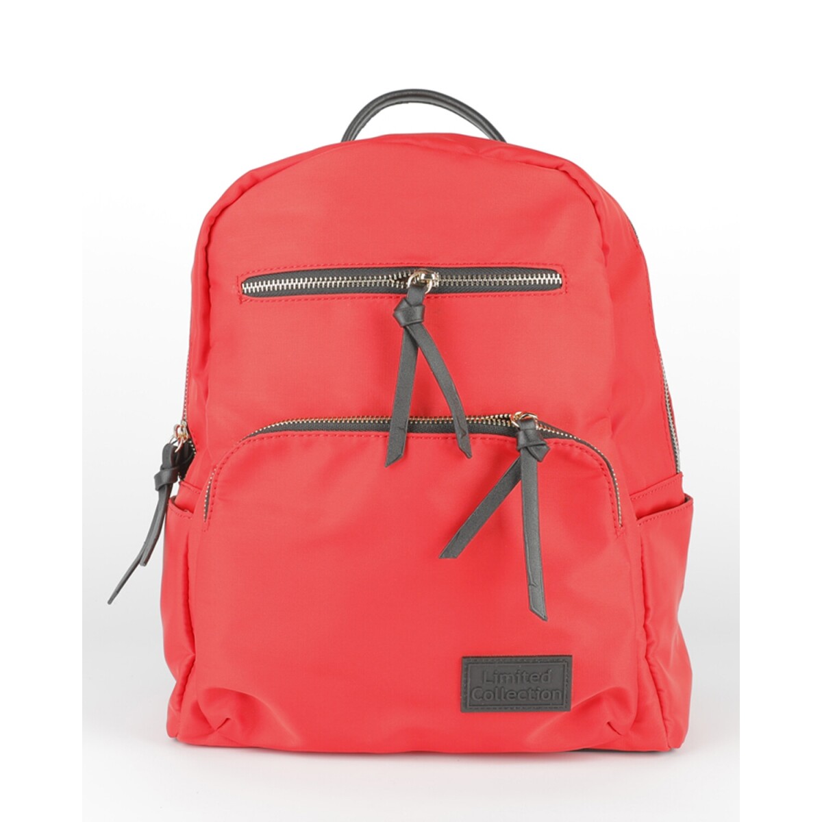 Mochila Canva de nylon con compartimientos y cierres metálicos - Rojo 