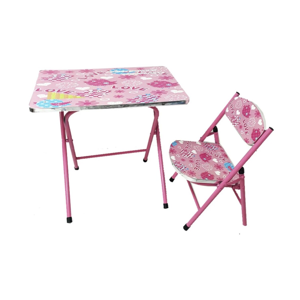 Escritorio y silla plegable infantil - rosado 