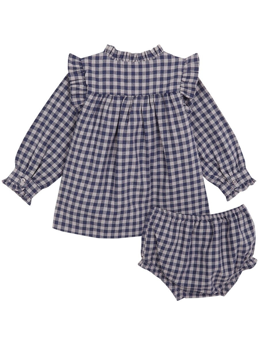 Vestido De Cuadros Azul Medio Oscuro