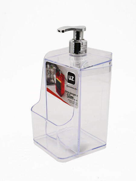 DISPENSADOR DE JABON CON PORTA ESPONJA TRANSPARENTE