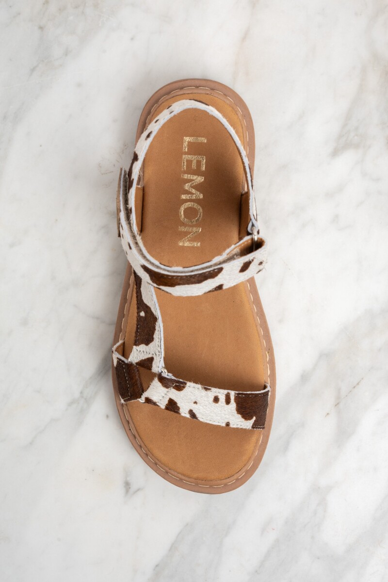 Sandalia Animal Print Vaca Marrón
