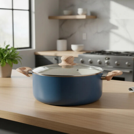 Juego de Batería Antiadherente Cocina 7P c/Tapa Selecta Plus Azul