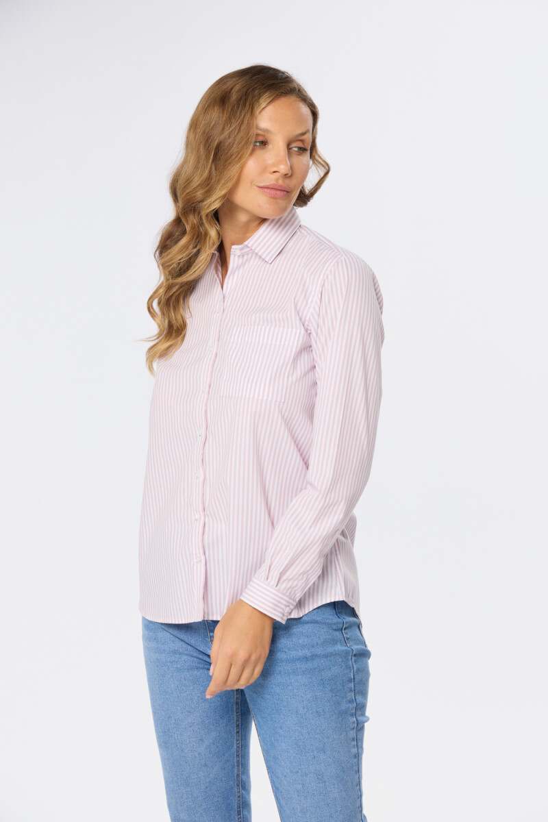 CAMISA HOLGADA RAYADA - Rosa 