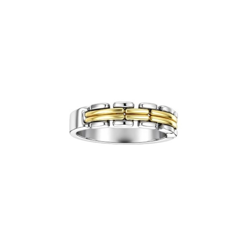 Anillo Labrado - Plata y Oro- Sin Piedra-AN5979 sinpiedra