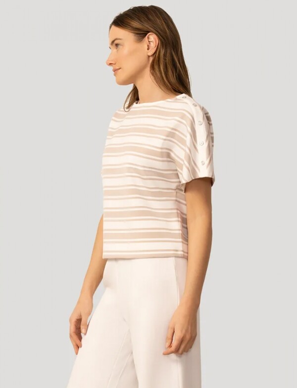 Remera Botones En Hombro MULTI/BEIGE