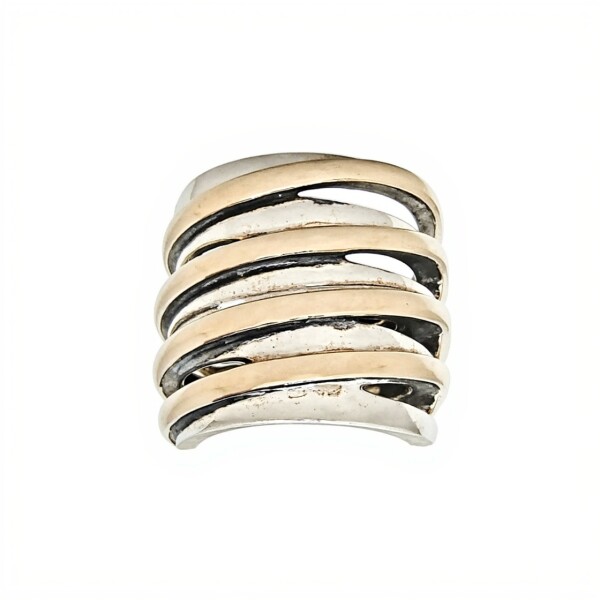 Anillo Tiras - Plata y Oro - Sin Piedra AN5429 sinpiedra