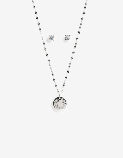 Bijouterie Set Exclusive Edition Set Aros Pasantes Y Cadena Plata 925 - Plateado Rodio