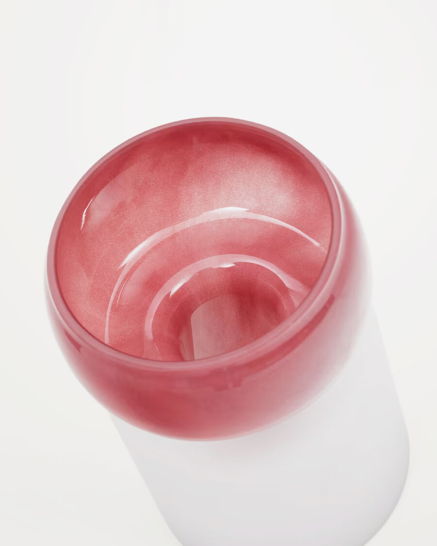 Jarrón Kelse de vidrio transparente y rosa 19 cm Jarrón Kelse de vidrio transparente y rosa 19 cm